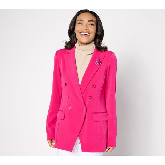 Susan Graver Women's Jacket Sz S Regular LK Michelle Floral Chalk Pink A460685 - Picture 1 of 4